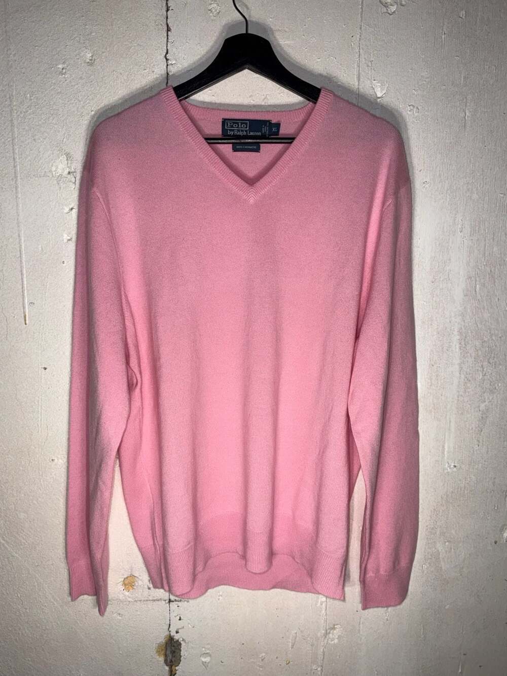 Polo Ralph Lauren Men's Pink 100% Cashmere V-Neck Sweater Size XL
